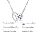 Elegant Dual Heart Moissanite Pendant Necklace in Sterling Silver, Featuring a Sparkling 8x8mm Eight Hearts and Arrows Cut Center Stone, with 14 Genuine Moissanite Gems, Adjustable 40+5cm Chain, Perfect for Daily Wear and Romantic Gifting Moments (Moissan