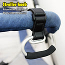 Universal Stroller Hooks with PU Leather Straps – Heavy-Duty Aluminum Baby Stroller Organizer for Hanging Bags, Purses, and Diaper Bags on Stroller Handles or Frames (2PCS（Black）)