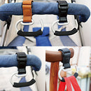 Universal Stroller Hooks with PU Leather Straps – Heavy-Duty Aluminum Baby Stroller Organizer for Hanging Bags, Purses, and Diaper Bags on Stroller Handles or Frames (2PCS（Brown）)