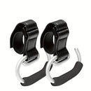 Universal Stroller Hooks with PU Leather Straps – Heavy-Duty Aluminum Baby Stroller Organizer for Hanging Bags, Purses, and Diaper Bags on Stroller Handles or Frames (2PCS（Brown）)