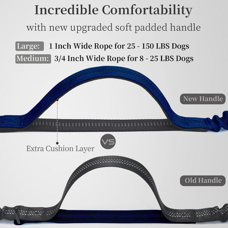 Hands-Free Dog Leash with Waist Belt and Storage Pouch, Shock-Absorbing Bungee Leash for Running, Walking, and Outdoor Adventures, Reflective Safety Design for Night Walks (Navy)