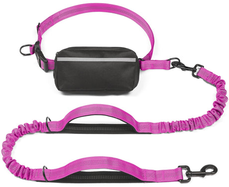 Hands-Free Dog Leash with Waist Belt and Storage Pouch, Shock-Absorbing Bungee Leash for Running, Walking, and Outdoor Adventures, Reflective Safety Design for Night Walks (RoyalBlue)