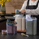 Airtight Food Storage Container with Measuring Cup for Rice, Grains, and Pet Food – Transparent Plastic Canister with Locking Lid, Silicone Seal, and Pour Spout for Kitchen Organization and Freshness (M, DarkGreen)
