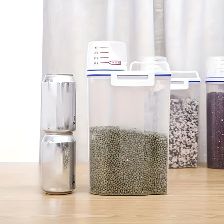 Airtight Food Storage Container with Measuring Cup for Rice, Grains, and Pet Food – Transparent Plastic Canister with Locking Lid, Silicone Seal, and Pour Spout for Kitchen Organization and Freshness (M, DarkGreen)