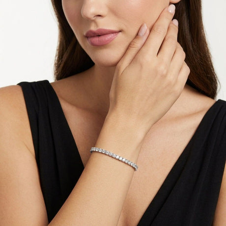 Elegant Moissanite Tennis Bracelet in 925 Sterling Silver with 18K Gold and Rhodium Plating, Featuring Certified Sparkling Stones for Daily Wear and Formal Occasions, Available in Multiple Lengths and Stone Sizes (2.0mm, 19cm（7.48in）)