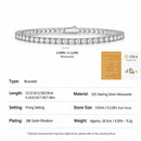Elegant Moissanite Tennis Bracelet in 925 Sterling Silver with 18K Gold and Rhodium Plating, Featuring Certified Sparkling Stones for Daily Wear and Formal Occasions, Available in Multiple Lengths and Stone Sizes (3.0mm, 16.5cm（6.5in）)