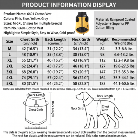 Keep Your Pup Cozy and Visible This Winter – Waterproof, Insulated Dog Coat with Reflective Strips, Front Zipper, D-Ring Leash Attachment, and Adjustable Fit for Daily Walks and Outdoor Adventures (L, Yellow)