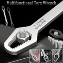 Black multi-functional 5mm thick box wrench, double-ended self-tightening adjustable wrench, wrench diameter 3-17mm, portable hand tool, suitable for automotive and household use.