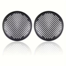 Two pizza baking pans, each 30.48 cm in diameter, feature ventilation holes for improved cooking efficiency and a non-stick coating, making them ideal for oven use.