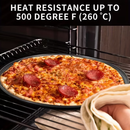 Two pizza baking pans, each 30.48 cm in diameter, feature ventilation holes for improved cooking efficiency and a non-stick coating, making them ideal for oven use.