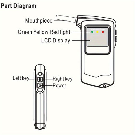 Black AT-858 Breathalyzer Alcohol Detection BAC Tester Portable Breathalyzer LED