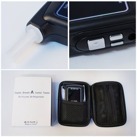 Black AT-858 Breathalyzer Alcohol Detection BAC Tester Portable Breathalyzer LED