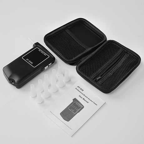 Black AT-858 Breathalyzer Alcohol Detection BAC Tester Portable Breathalyzer LED