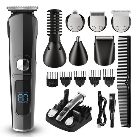 Waterproof Electric Shaver Men'S Hair Trimmer Multifunctional Hair Clipper Nose - Black - Size L