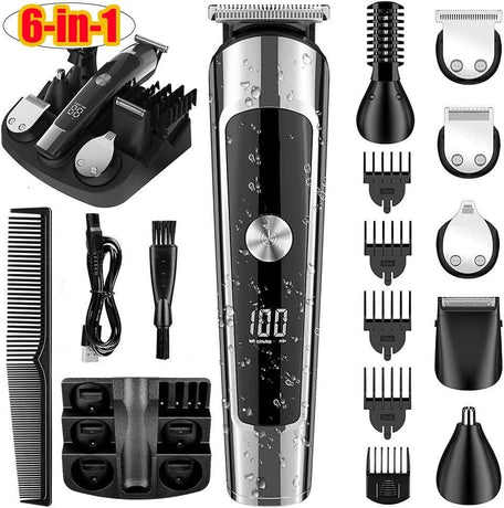 Waterproof Electric Shaver Men'S Hair Trimmer Multifunctional Hair Clipper Nose - Black - Size L