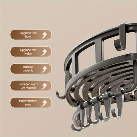 Gray Shower Caddy 3-Tier Corner Caddy Shower Hooks Bathroom Storage Rust-Resistant