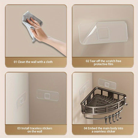 Gray Shower Caddy 3-Tier Corner Caddy Shower Hooks Bathroom Storage Rust-Resistant
