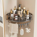 Gray Shower Caddy 3-Tier Corner Caddy Shower Hooks Bathroom Storage Rust-Resistant