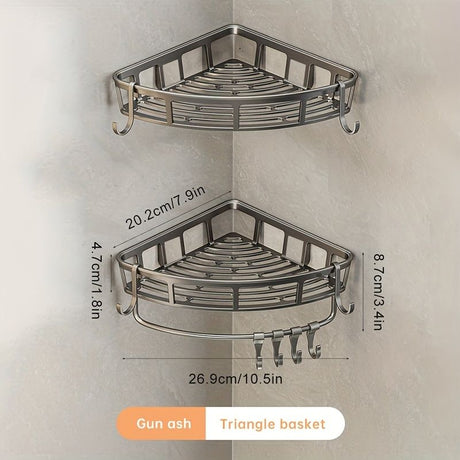 Gray Shower Caddy 3-Tier Corner Caddy Shower Hooks Bathroom Storage Rust-Resistant