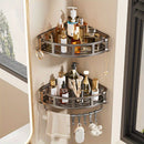 Gray Shower Caddy Corner Caddy 2-Tier Hooks Rod Bathroom Storage Shower Organizer