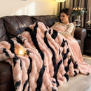 Class A Rabbit Fur Blanket Thickened Blanket Warm Blanket Home Decor Blanket - Pink - Size M  200-230cm