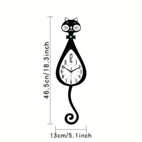 Black Cat-Shaped Clock Home Decor Clock Unique Wall Clock High-Quality Clock Cat