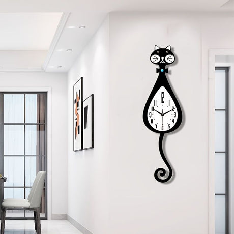 Black Cat-Shaped Clock Home Decor Clock Unique Wall Clock High-Quality Clock Cat
