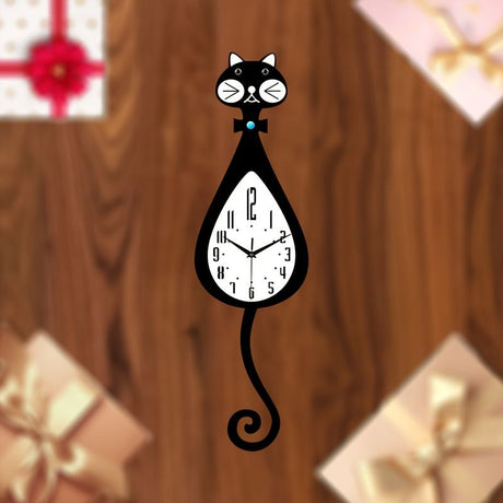Black Cat-Shaped Clock Home Decor Clock Unique Wall Clock High-Quality Clock Cat