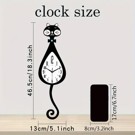 Black Cat-Shaped Clock Home Decor Clock Unique Wall Clock High-Quality Clock Cat