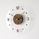 Brown Black Modern Wall Clock Transparent Clock Wooden Centre Clock Leaf Hands Clock