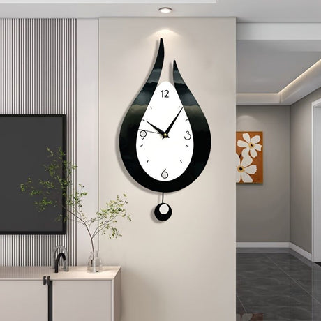 Black Teardrop Wall Clock Modern Clock Silent Wall Clock Home Decor Office Decor