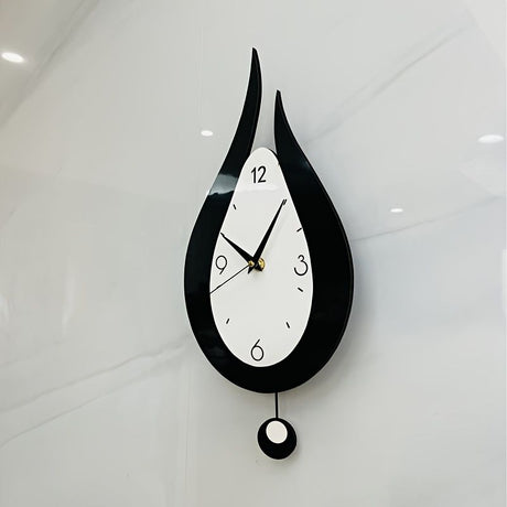Black Teardrop Wall Clock Modern Clock Silent Wall Clock Home Decor Office Decor