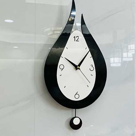 Black Teardrop Wall Clock Modern Clock Silent Wall Clock Home Decor Office Decor