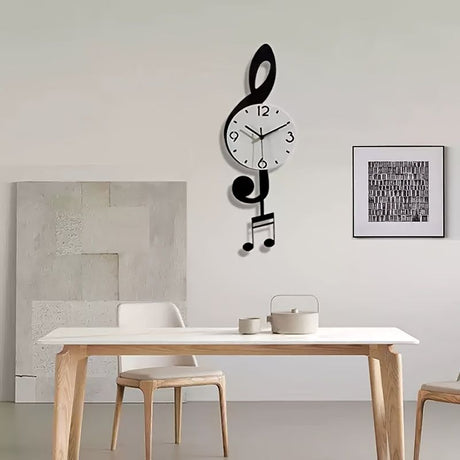 White Brown Treble Clef Wall Clock Music Themed Wall Clock Unique Home Decor Clock Office
