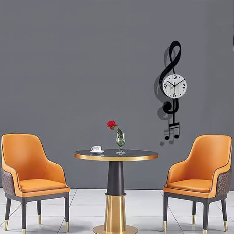 White Brown Treble Clef Wall Clock Music Themed Wall Clock Unique Home Decor Clock Office