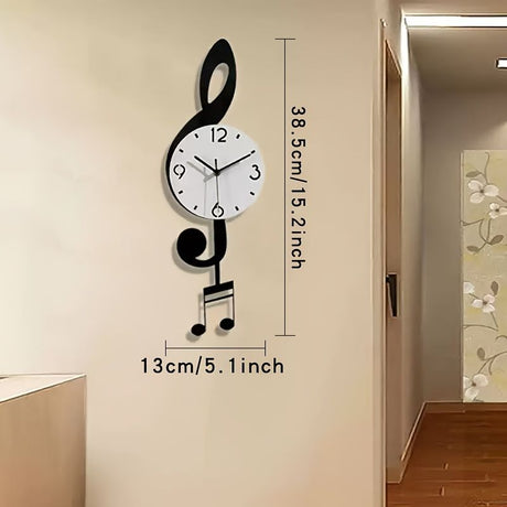 White Brown Treble Clef Wall Clock Music Themed Wall Clock Unique Home Decor Clock Office