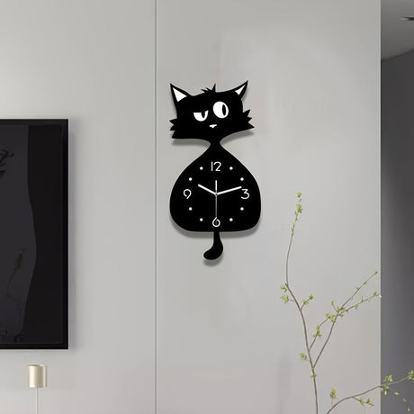 Black Gray Cat Wall Clock Unique Home Decor Silent Wall Clock Cat Decor Australia Modern