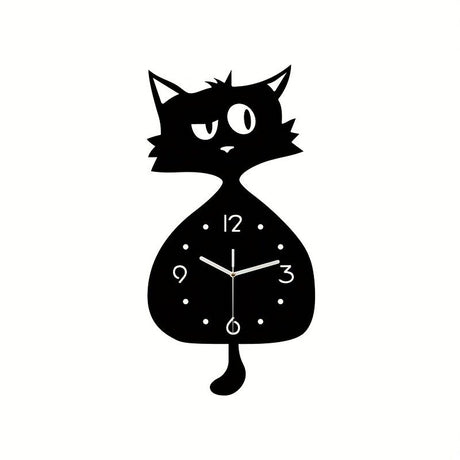Black Gray Cat Wall Clock Unique Home Decor Silent Wall Clock Cat Decor Australia Modern