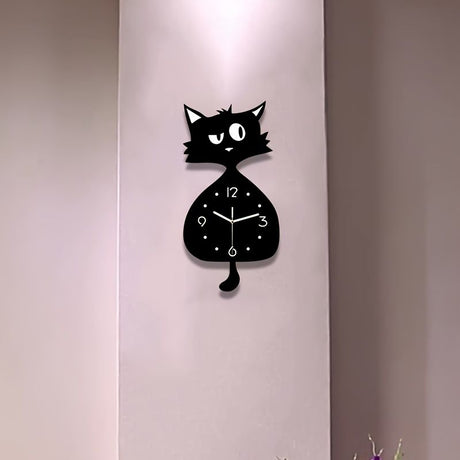 Black Gray Cat Wall Clock Unique Home Decor Silent Wall Clock Cat Decor Australia Modern