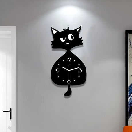 Black Gray Cat Wall Clock Unique Home Decor Silent Wall Clock Cat Decor Australia Modern