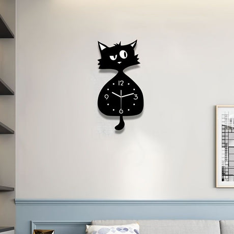 Black Gray Cat Wall Clock Unique Home Decor Silent Wall Clock Cat Decor Australia Modern