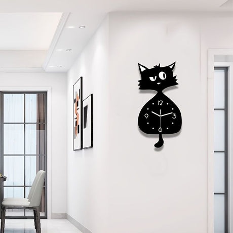 Black Gray Cat Wall Clock Unique Home Decor Silent Wall Clock Cat Decor Australia Modern