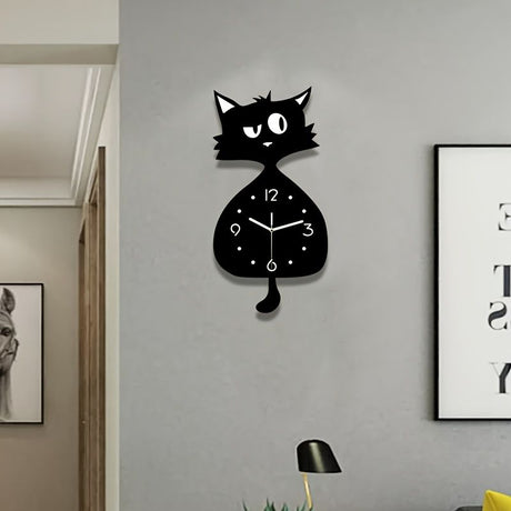 Black Gray Cat Wall Clock Unique Home Decor Silent Wall Clock Cat Decor Australia Modern