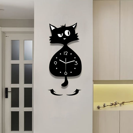Black Gray Cat Wall Clock Unique Home Decor Silent Wall Clock Cat Decor Australia Modern