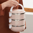 Pink Silver insulated lunch box, three-tier lunch box, lunch container, food storage, hot and cold lunch box, meal prep container, portable lunch box, lunch for work, lunch for school
