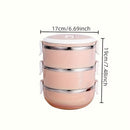 Pink Silver insulated lunch box, three-tier lunch box, lunch container, food storage, hot and cold lunch box, meal prep container, portable lunch box, lunch for work, lunch for school