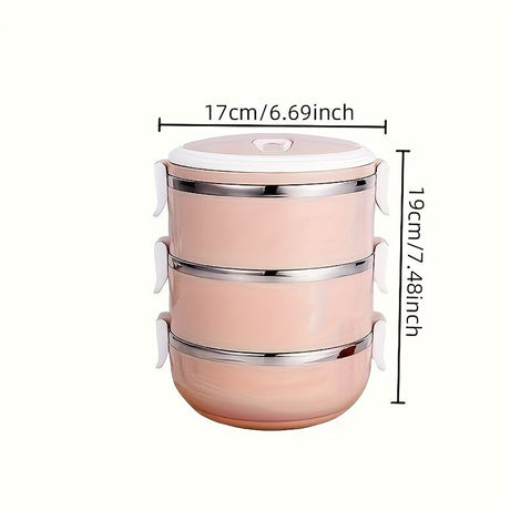 Pink Silver insulated lunch box, three-tier lunch box, lunch container, food storage, hot and cold lunch box, meal prep container, portable lunch box, lunch for work, lunch for school