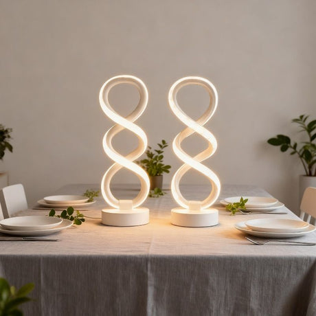 White Black Infinity-Shaped Lamps Night Atmosphere Lamps Home Decor LED Lamps 2-Piece Set