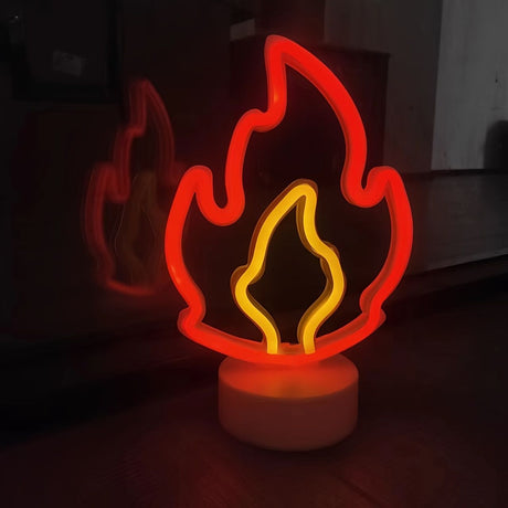 White Black Flame Neon Night Light Home Decor LED Night Light Ambient Lighting Unique Gift