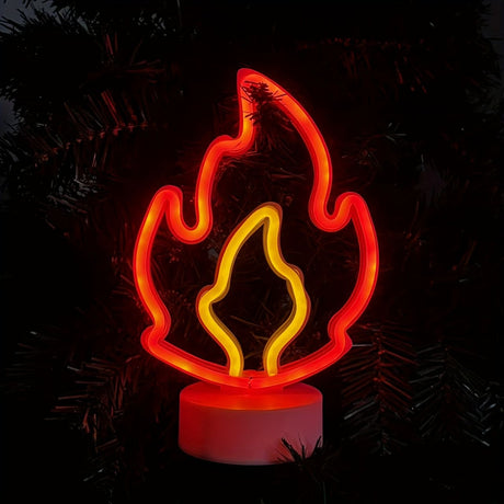 White Black Flame Neon Night Light Home Decor LED Night Light Ambient Lighting Unique Gift